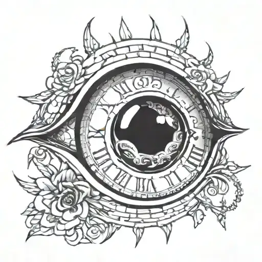 Romnain Clock Inside Eye Clock Tatto Design