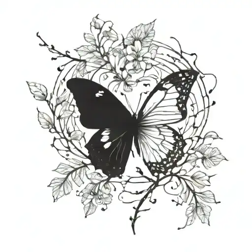 Butterfly With A Semi Colon Body And Half Of The Butterfly Is Made Out Of Tree Branches