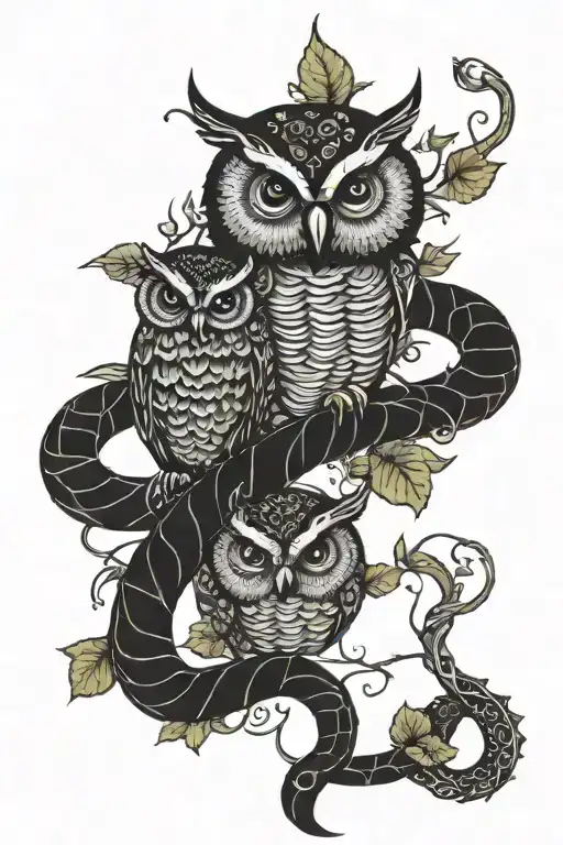 Spinal Owls And Snakes Wrapped In Vines