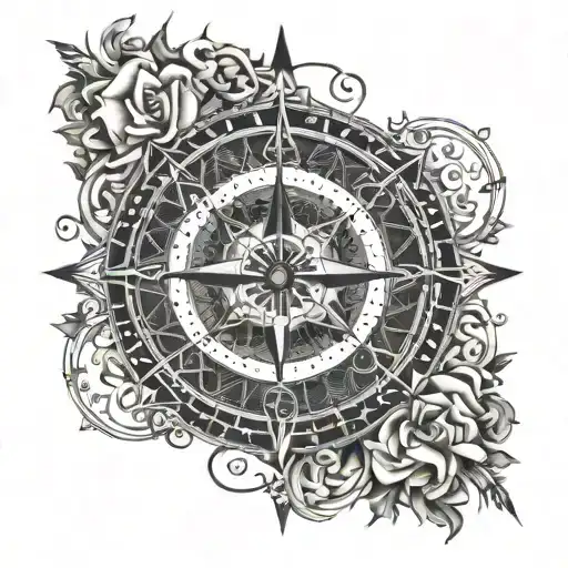 Compass Rose With Intricate Details