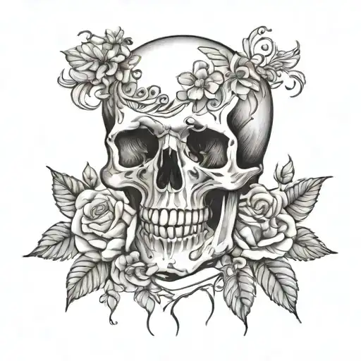 Skull And Flower