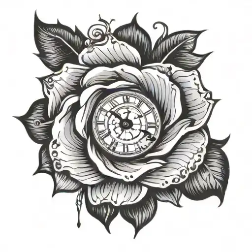 Rose Tattoo Clock Face