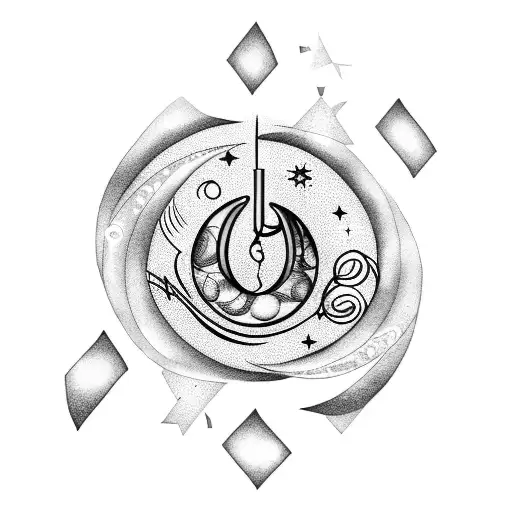 Moon With Stars And Musical Notes