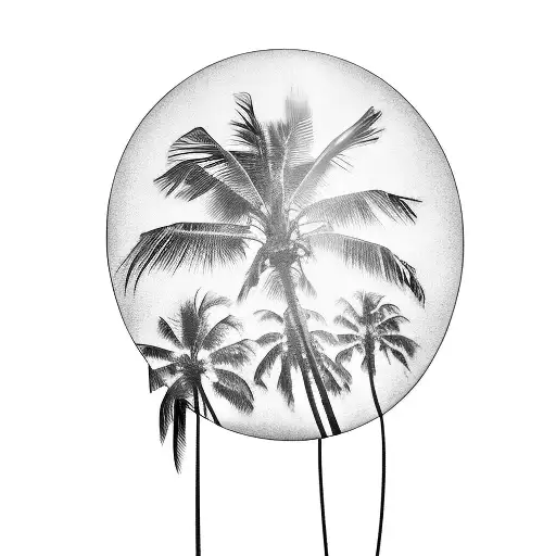 Sunset With A Palm Tree And A Martini Glass