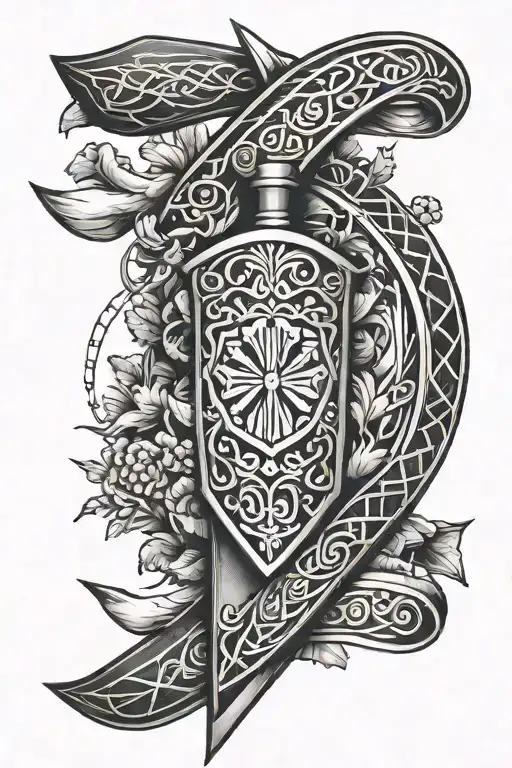 Irish Style Samoan Sleeve With The Maloney Family Crest Of A Bow And Arrow Integrated