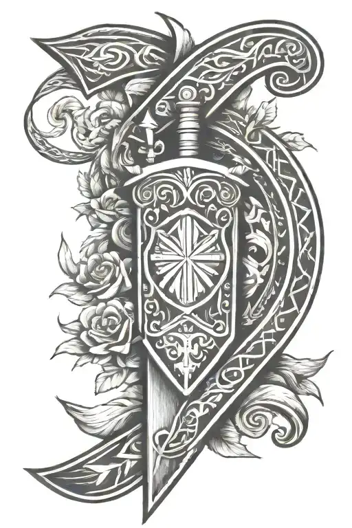 Irish Style Samoan Sleeve With The Maloney Family Crest Of A Bow And Arrow Integrated Bow And Arrow