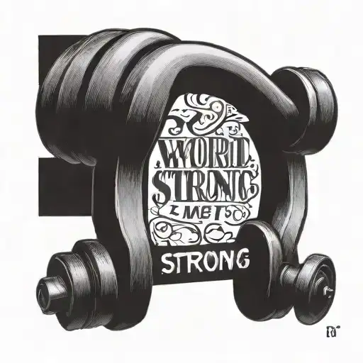 Word Strong With Barbell For The Letter T And Kettlebell For The Letter O