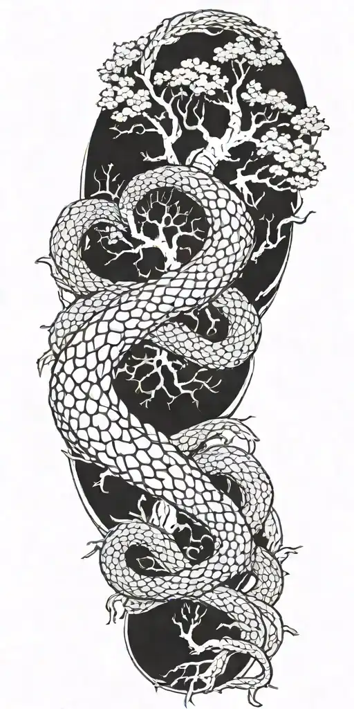 Yggdrasil With Jormungandr The World Serpent