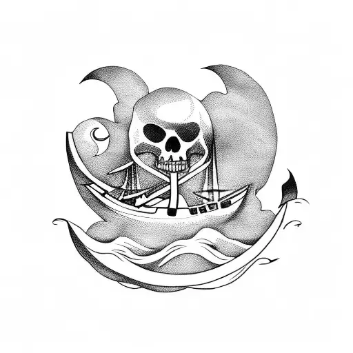 Viking Pirate Warship Under The Moon