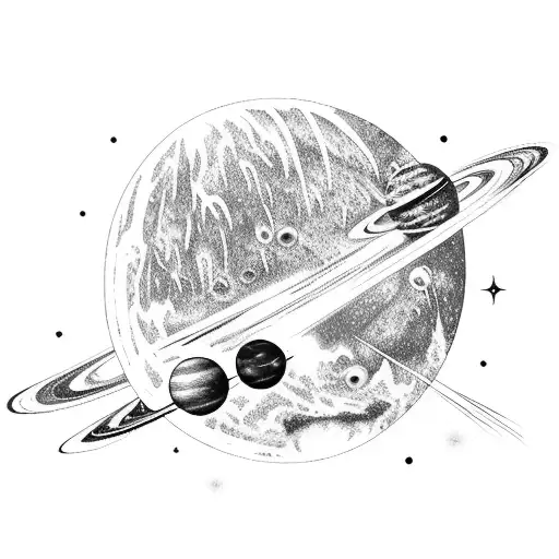 Bear In Space With Planets