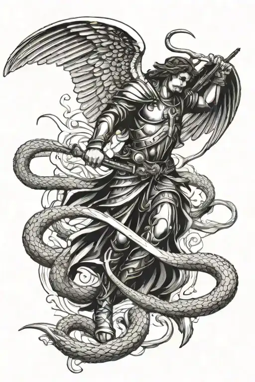 Archangel Michael Killing Slithering Snake