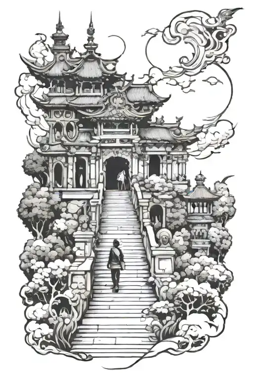 A Person Walking To The Heaven Gates