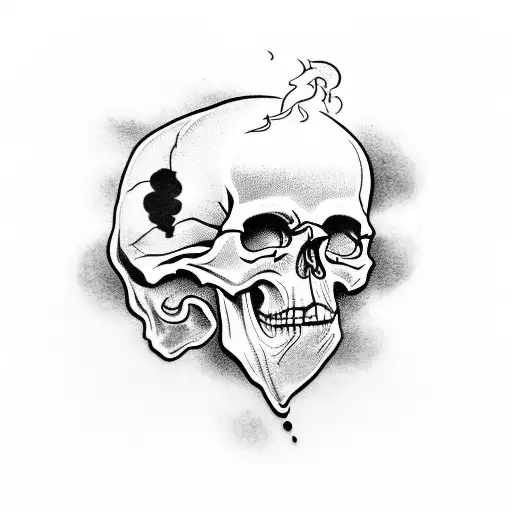 Skull Whith Smoke Around And Into