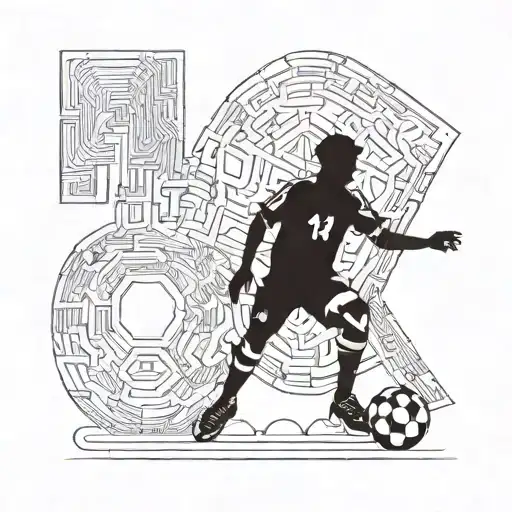 Silhouette Of Soccer Player With Number 14 Tamil Letters