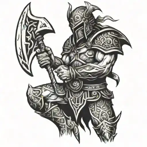 Warrior With Axe Wedged