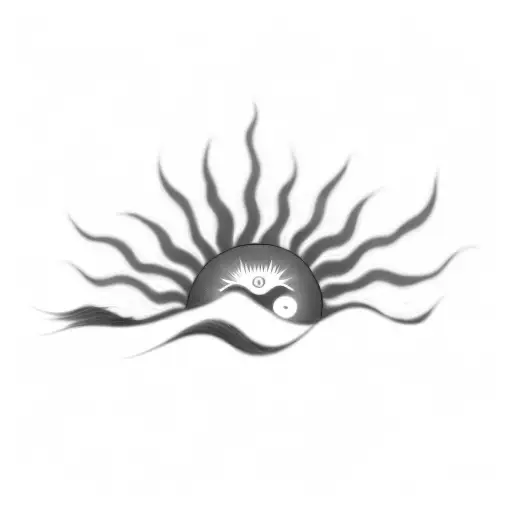 A Sun With A Sunburst And Wave Like Character B And A Small Heart