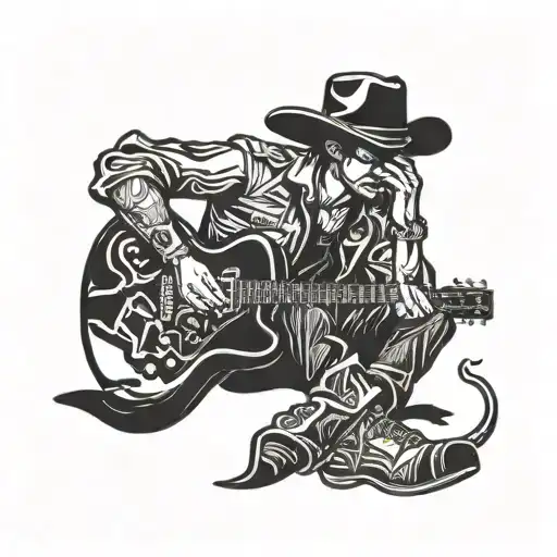 Cowboy Smoking A Cigarette Playing Guitar