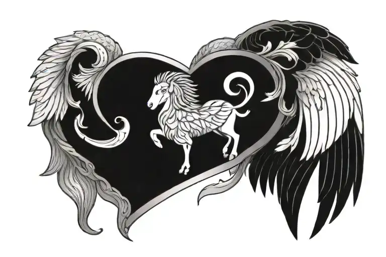 Aries Wings Heart With Slavic Ornament On