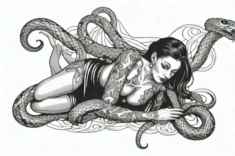Nude Women With Snake Wrapped