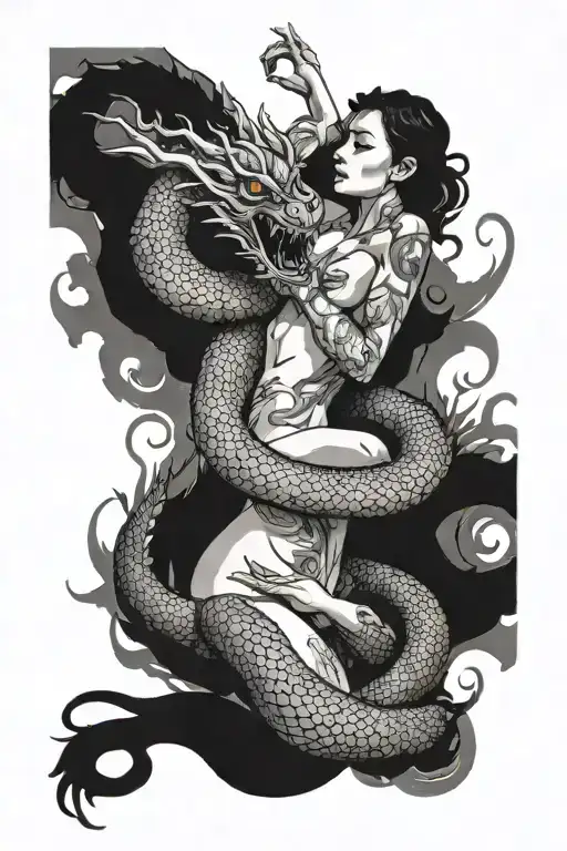 Nude Women With Dragon