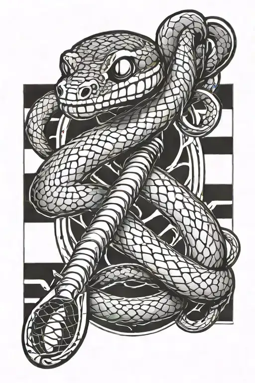 Snake Wrapped Around Tennis Racket