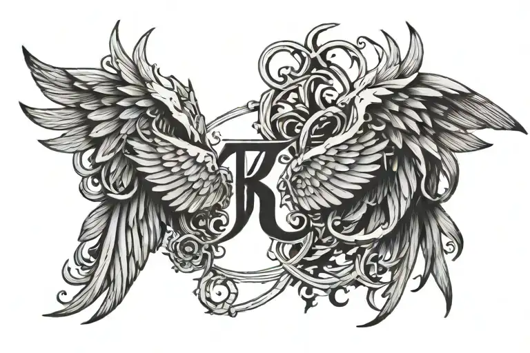 Wings And Trident Symbol Intertwined