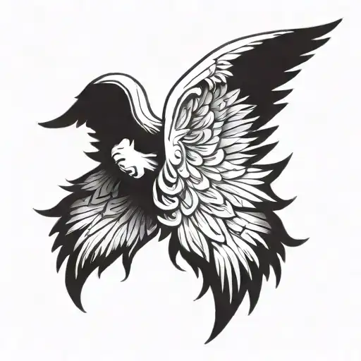 Vector Angel Wings Tattoo Illustration Reaching
