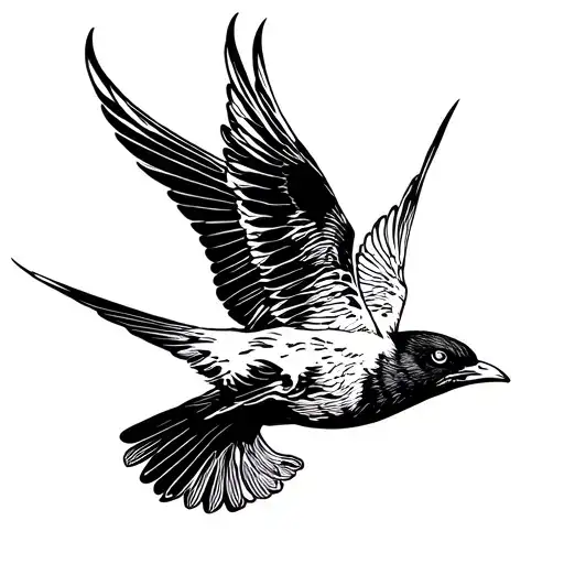 Flying Bird And Text