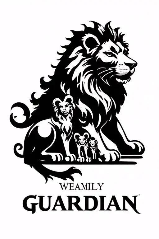 Guardian Lion With Family In English