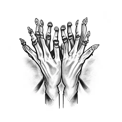 Two Skull Hands With Their Index Fingers About To Touch