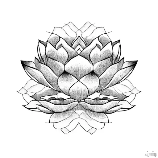 Lotus Flower Blackwork Japanese