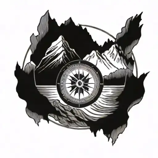 A Viking Compass Surrounded By Mountains