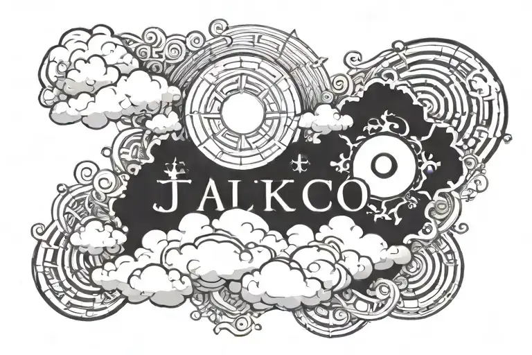 Tatto Name Incorporated With Clouds Surround And A Sun