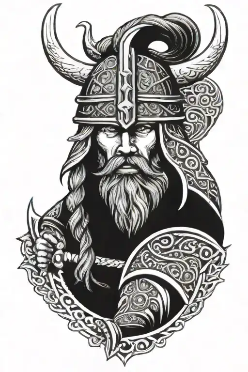 Viking Warrior Holding Tattoo