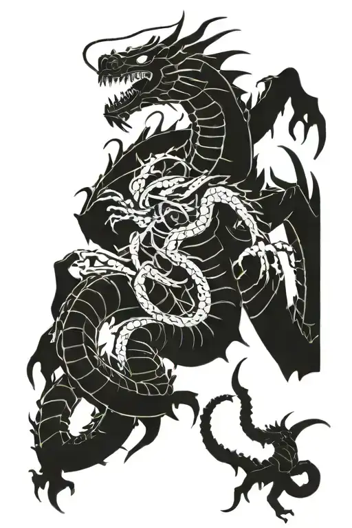 Dragon Fighting A Giant Scorpion