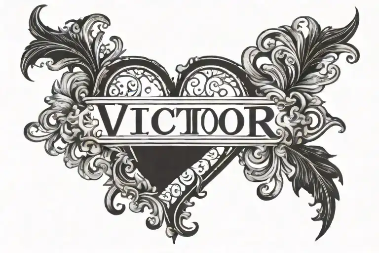 Victor Name With Black Heart At The End