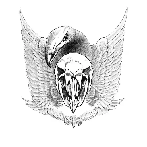 Eagle Skull Head With Open Wings