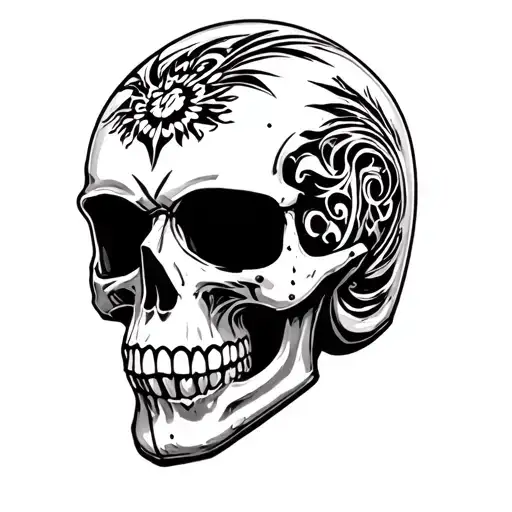 Agrassiv Skull In Motohelmet Soft Shading Tribal