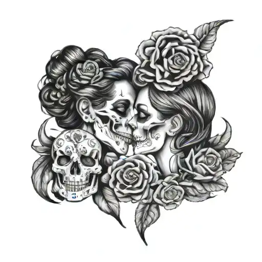 Skull Kissing Beautiful Women