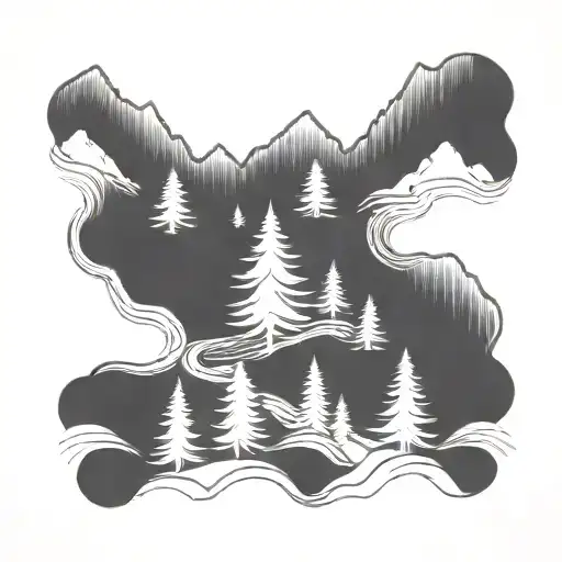 Winding Trail Mountain Scene