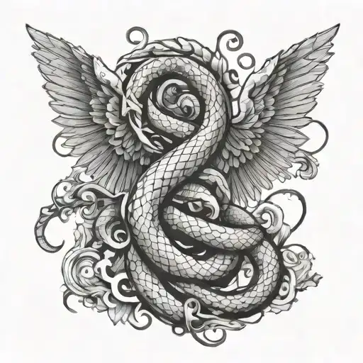 Serpent Being Stabbed By Baby Angels