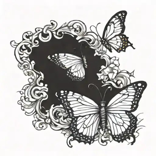 Back Tattoo With Butterfly And The Name Finn As A Line