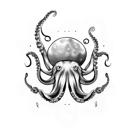 Octopus Moon Goddess Music Paint Wildstrawberryes