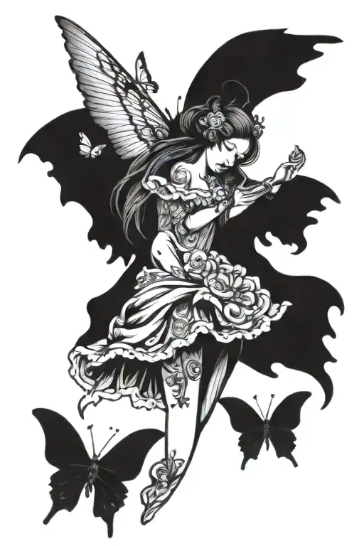 Gothic Angel With Butterfly