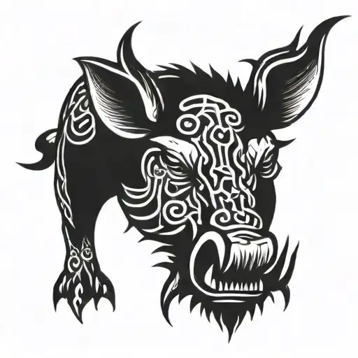 Irish Celtic Boar Head Angry Tongue