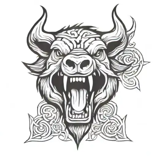 Irish Celtic Boar Head Angry Tongue