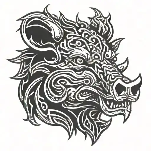 Irish Celtic Boar Head Angry Tongue
