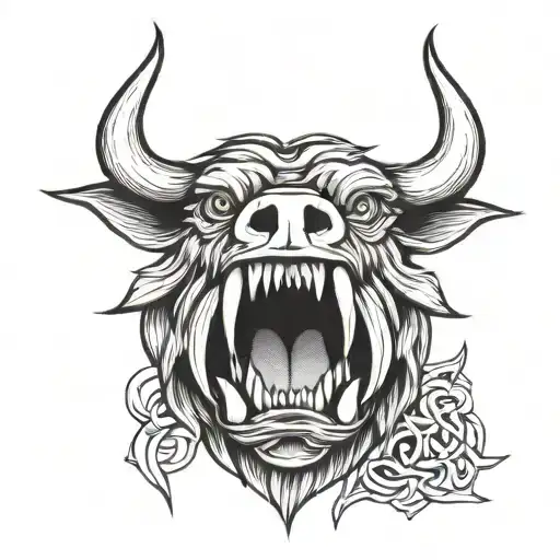 Irish Celtic Boar Head Angry Tongue