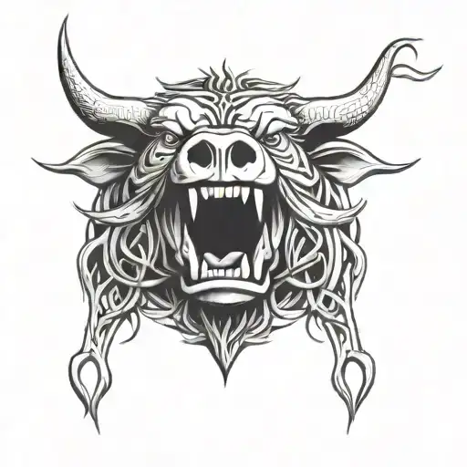 Irish Celtic Boar Head Angry Tongue