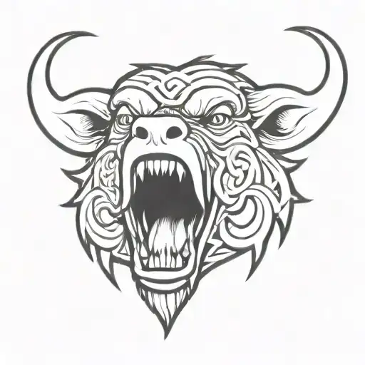 Irish Celtic Boar Head Angry Tongue